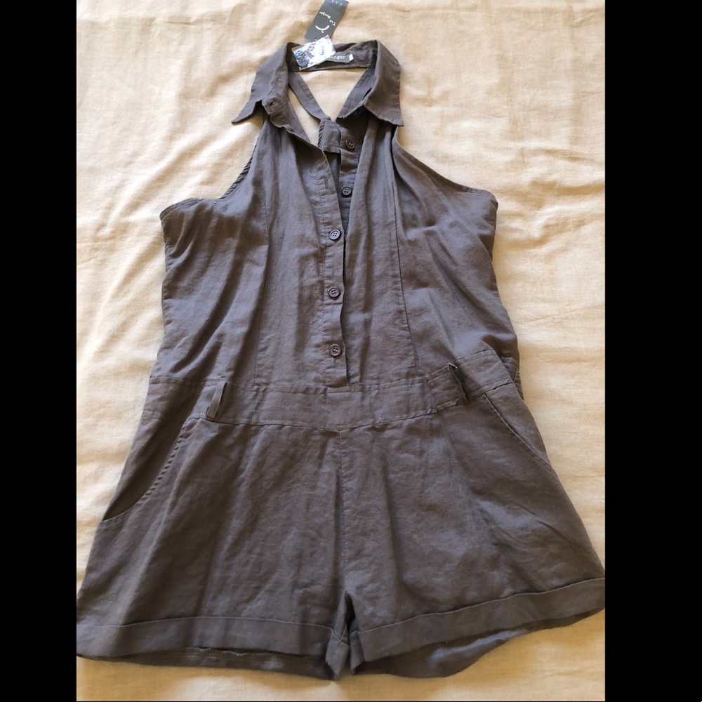 Grey Romper with front and back pockets